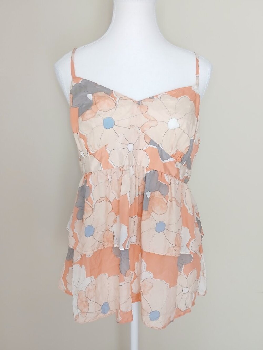 Jacob Vintage Y2K Babydoll Silk Blend Tiered Cami Size Large